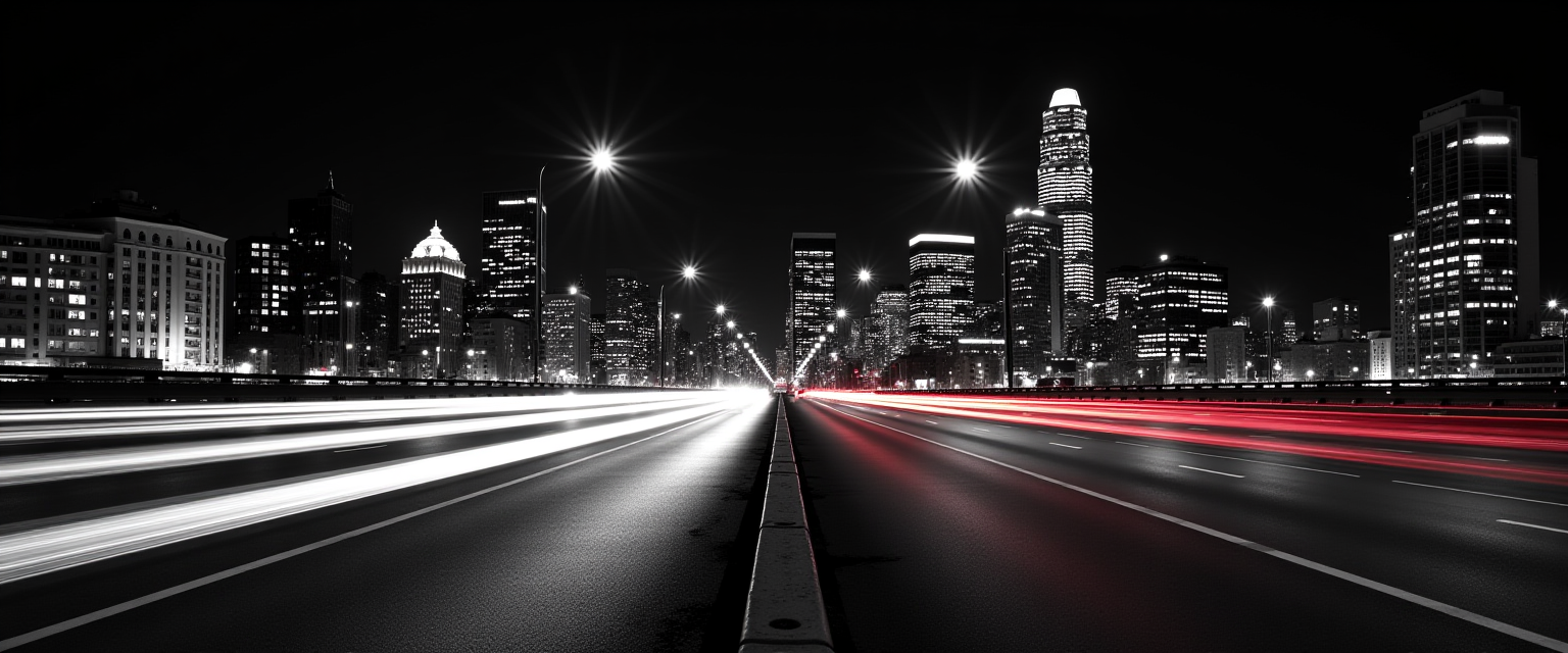 Night city lights — interstate routes